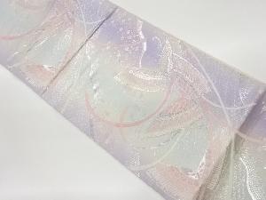熨斗に花・蝶模様織出し袋帯
